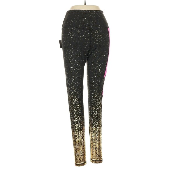 Super Fresh Women’s Leggings Black Gold Pink Lightening Bolt Small Workout Gym - Picture 3 of 12
